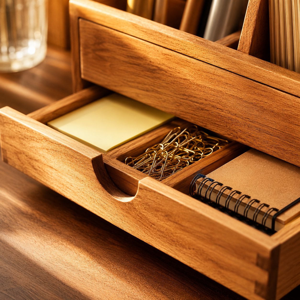 Organisateur de bureau en bois — Grande capacité avec tiroir